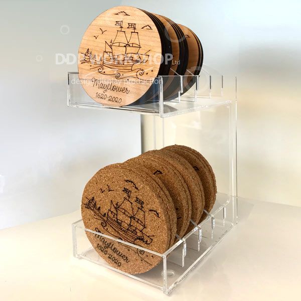 Coaster Display Stand 2 Tier Acrylic Counter and Table Top Displays